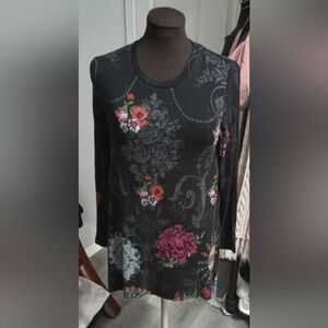 Small Desigual "Cronosk" black knit floral tunic